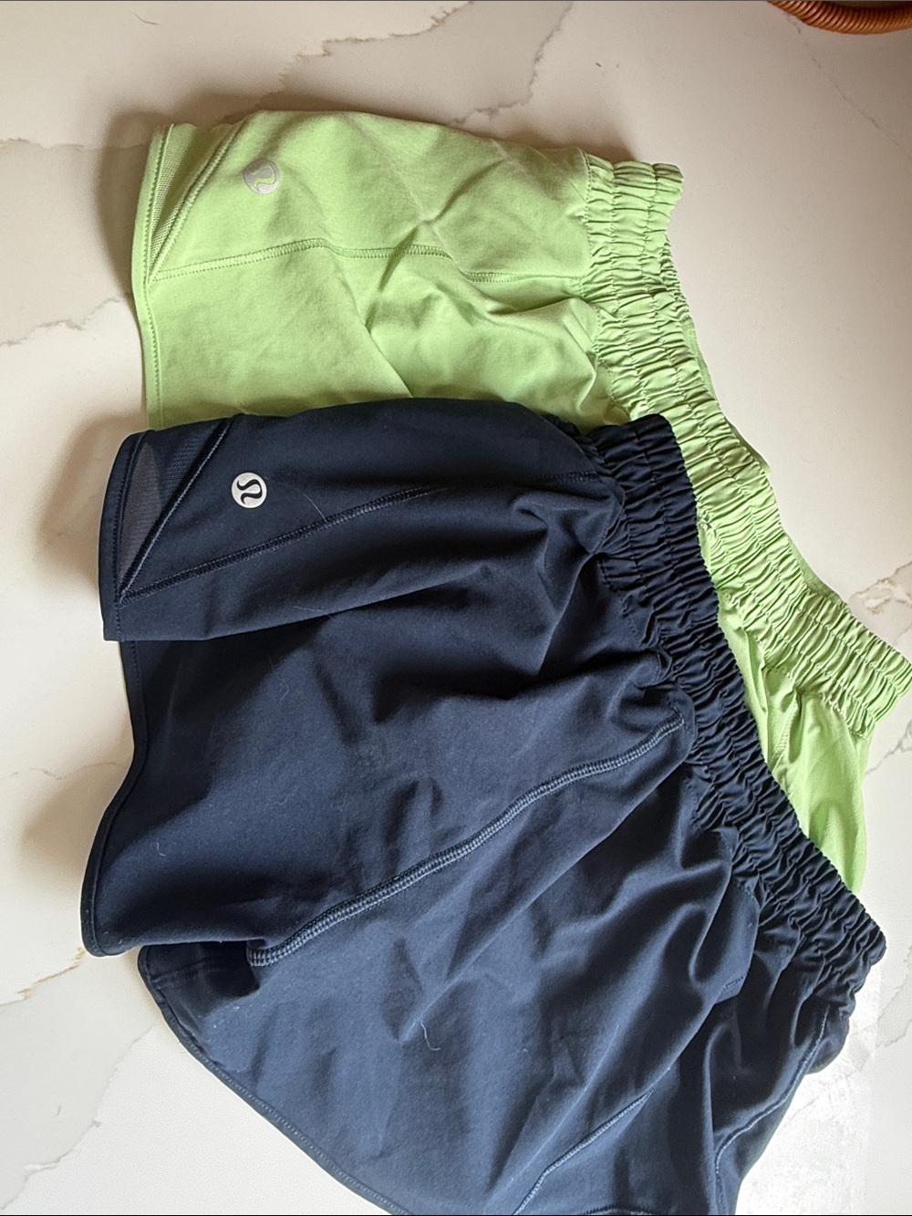 lululemon athletica Navy & Lime Green lined Shorts Duo xs-s can fit both sizes
